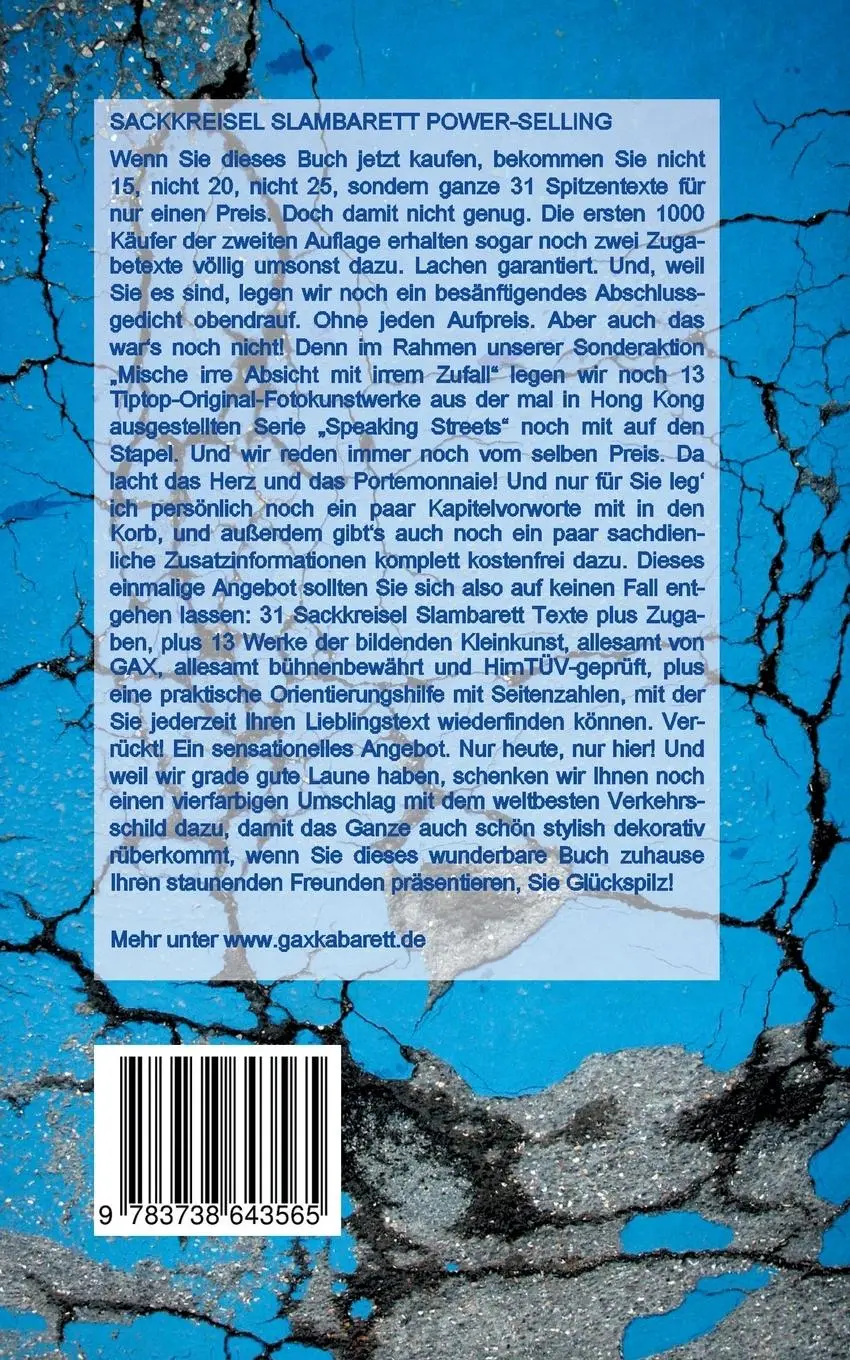 Rückseite: 9783738643565 | Sackkreisel auf Autopilot | Poetry Slam und Kabarett Texte | Gundlach