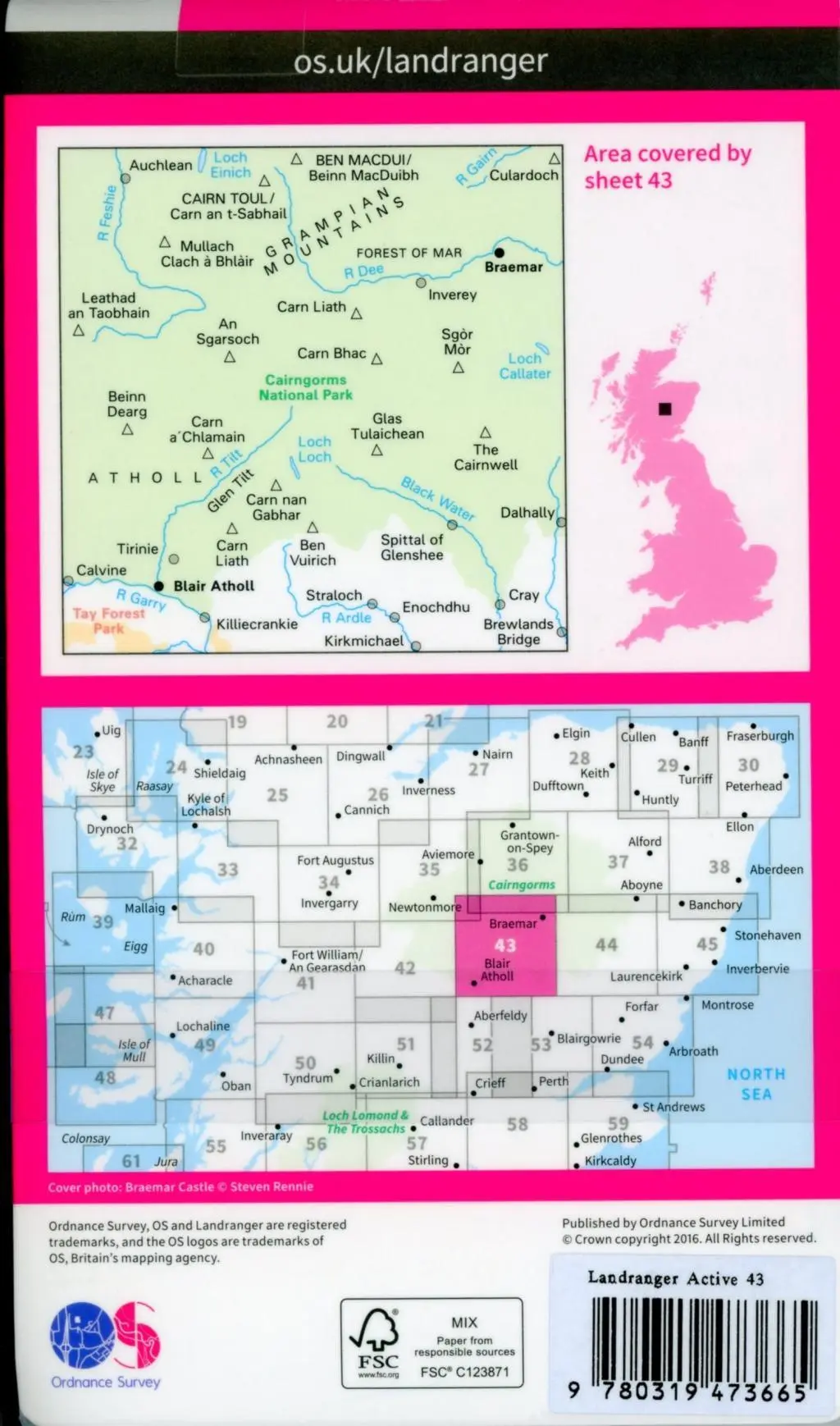 Bild: 9780319473665 | Braemar &amp; Blair Atholl | Ordnance Survey | (Land-)Karte | Englisch