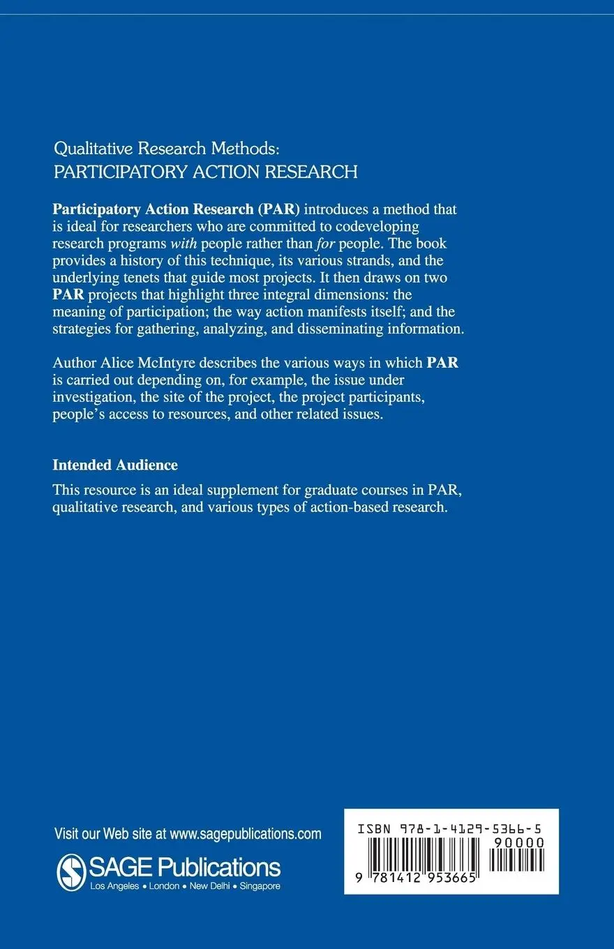 Rückseite: 9781412953665 | Participatory Action Research | Alice Mcintyre | Taschenbuch | 2007