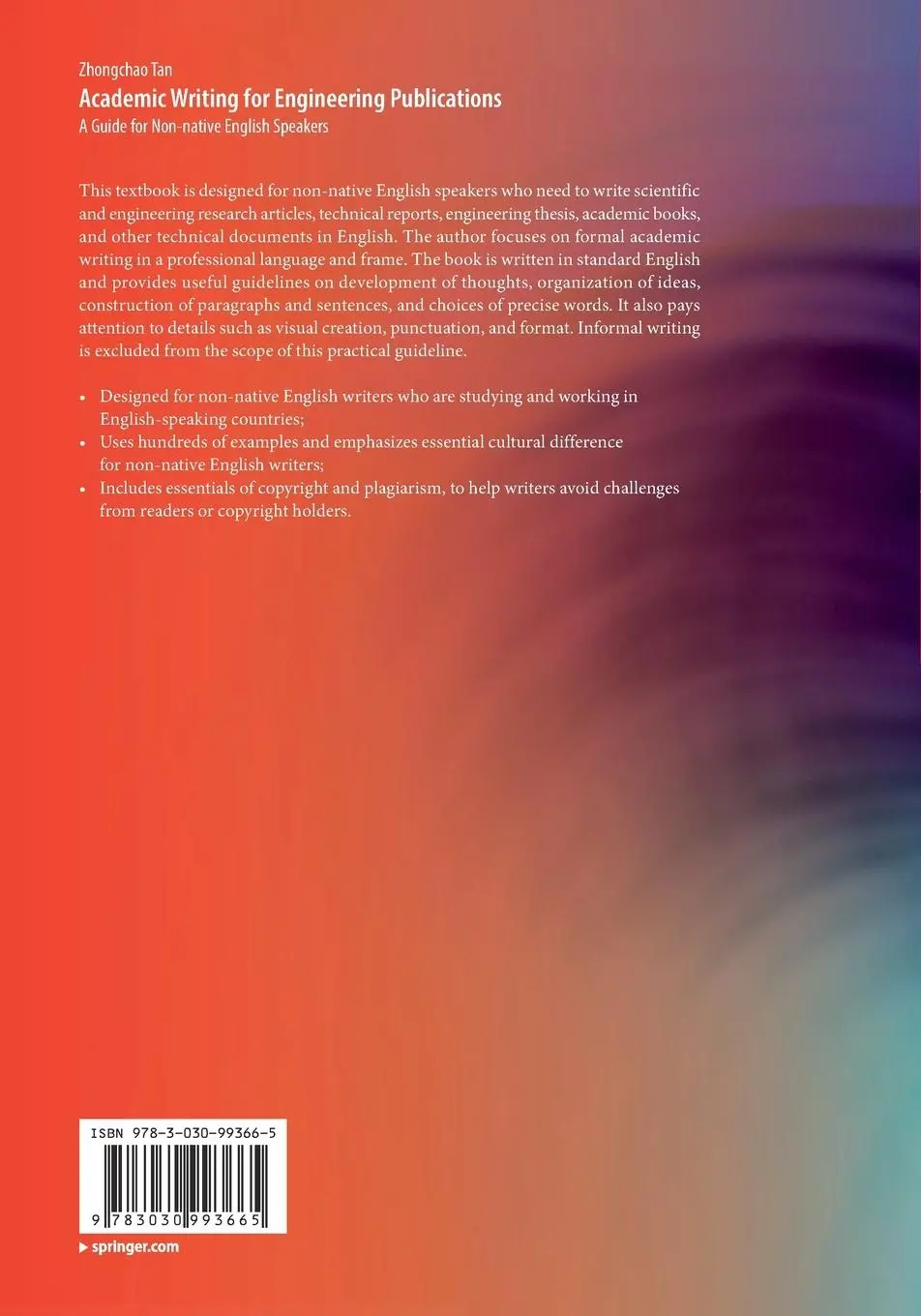 Rückseite: 9783030993665 | Academic Writing for Engineering Publications | Zhongchao Tan | Buch