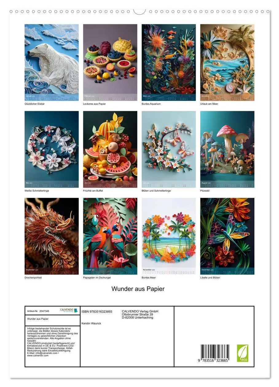 Bild: 9783516323665 | Wunder aus Papier (hochwertiger Premium Wandkalender 2026 DIN A2...