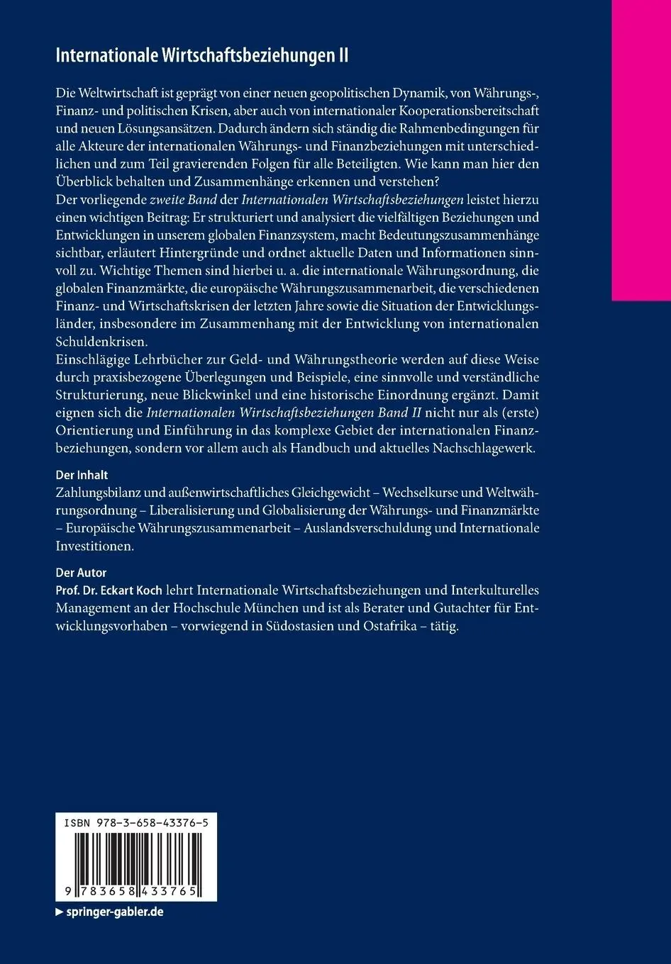 Rückseite: 9783658433765 | Internationale Wirtschaftsbeziehungen II | Eckart Koch | Taschenbuch