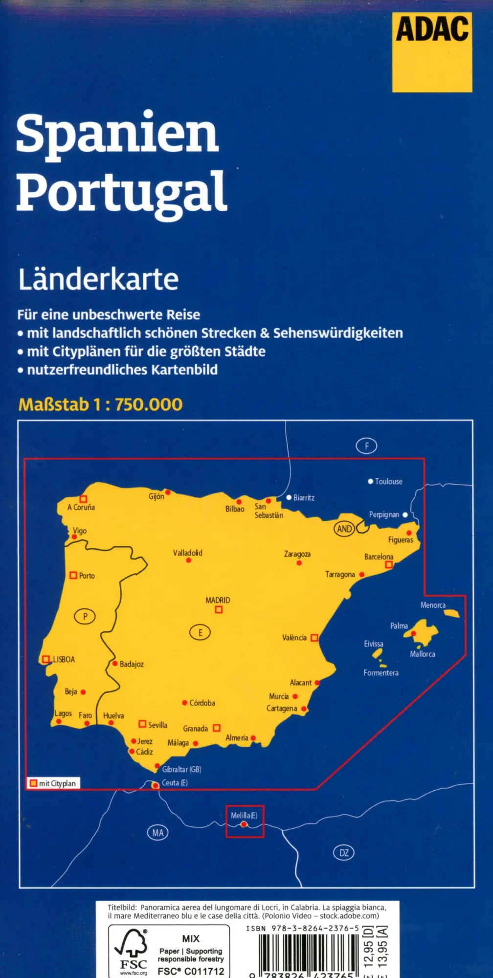 Bild: 9783826423765 | ADAC Länderkarte Spanien, Portugal 1:750.000 | (Land-)Karte | Deutsch