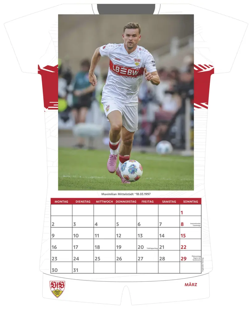 Bild: 4069095013865 | N Neumann - VfB Stuttgart 2026 - Trikotkalender 34x42 cm mit 12...