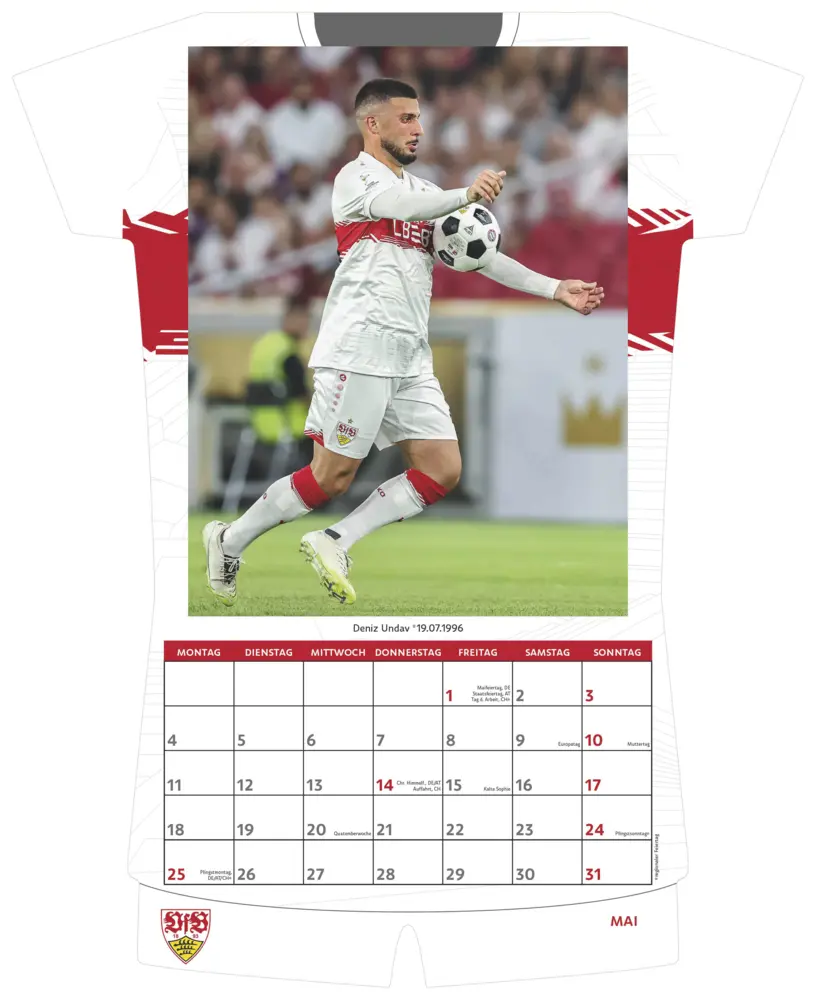 Bild: 4069095013865 | N Neumann - VfB Stuttgart 2026 - Trikotkalender 34x42 cm mit 12...