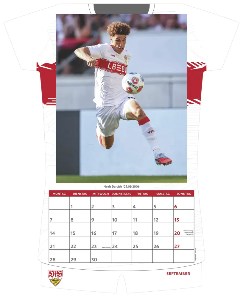 Bild: 4069095013865 | N Neumann - VfB Stuttgart 2026 - Trikotkalender 34x42 cm mit 12...