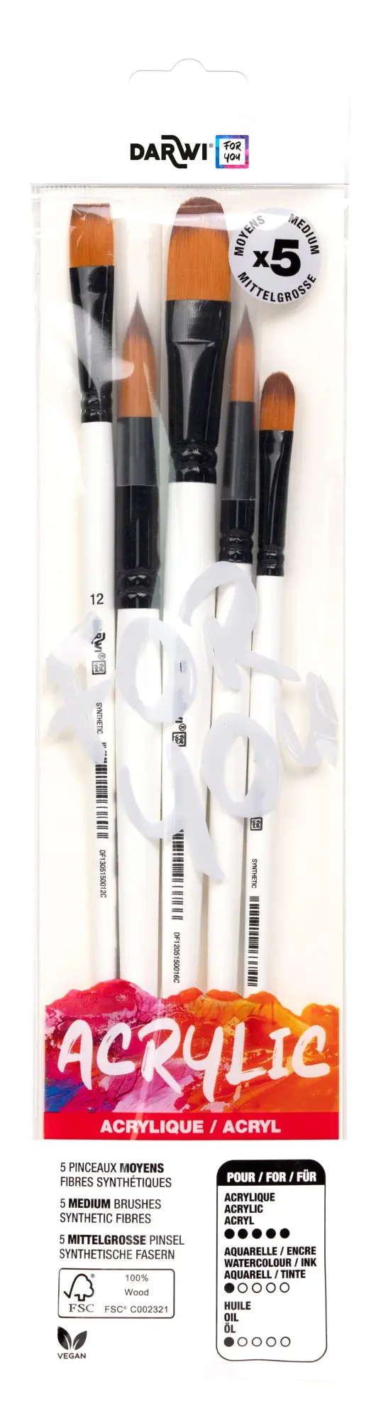 Darwi For You, Set mit 5 mittelgroßen Pinseln
