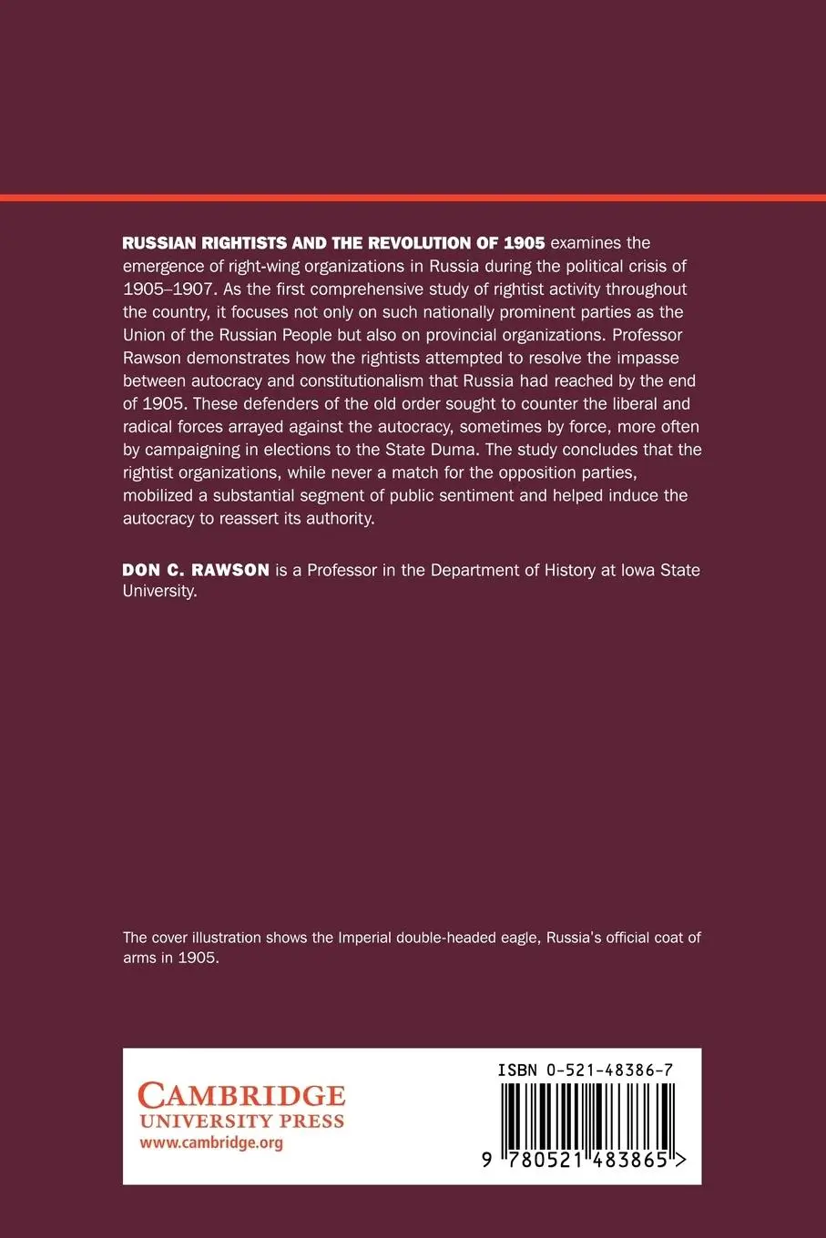 Rückseite: 9780521483865 | Russian Rightists and the Revolution of 1905 | Don C. Rawson (u. a.)