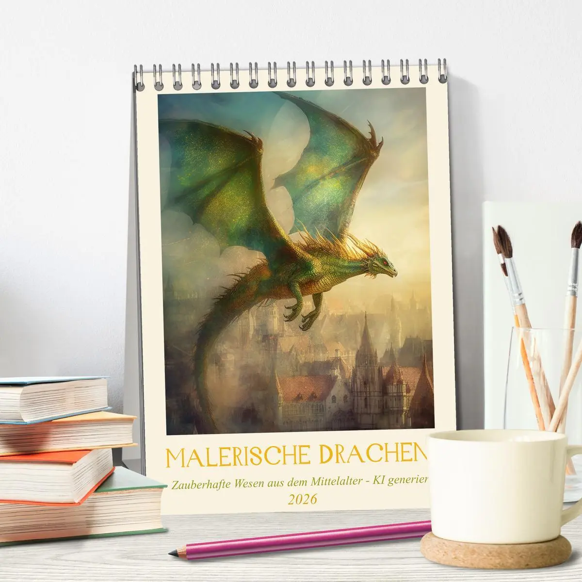 Bild: 9783516303865 | Malerische Drachen (Tischkalender 2026 DIN A5 hoch), CALVENDO...