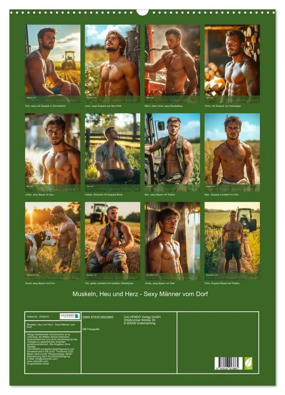 Bild: 9783516923865 | Muskeln, Heu und Herz - Sexy Männer vom Dorf (Wandkalender 2027 DIN...