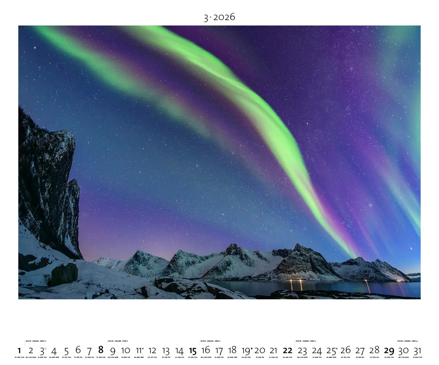 Bild: 4069095003965 | Polarlicht 2026 - Bild-Kalender - Poster-Kalender - 60x50 | Palazzi