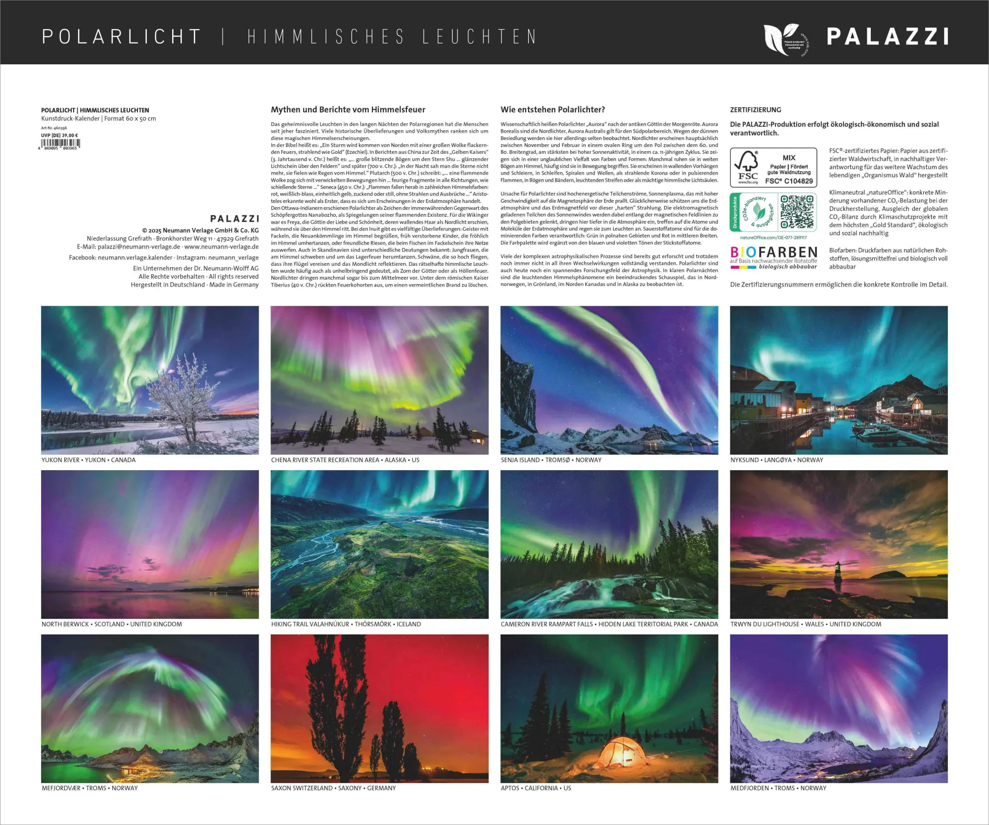 Bild: 4069095003965 | Polarlicht 2026 - Bild-Kalender - Poster-Kalender - 60x50 | Palazzi