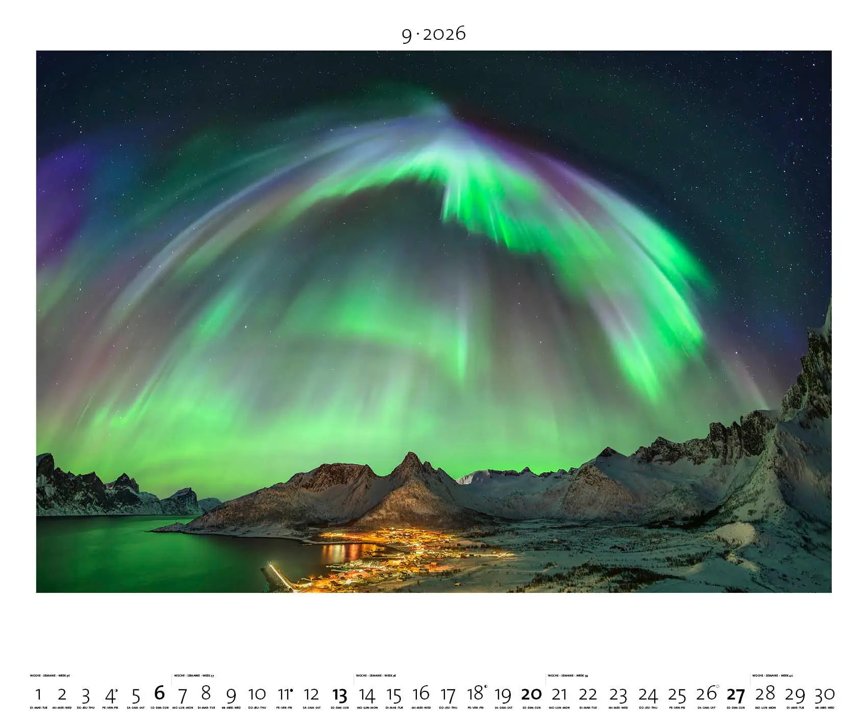 Bild: 4069095003965 | Polarlicht 2026 - Bild-Kalender - Poster-Kalender - 60x50 | Palazzi