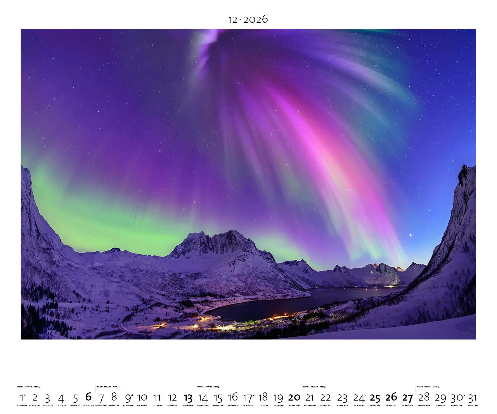 Bild: 4069095003965 | Polarlicht 2026 - Bild-Kalender - Poster-Kalender - 60x50 | Palazzi