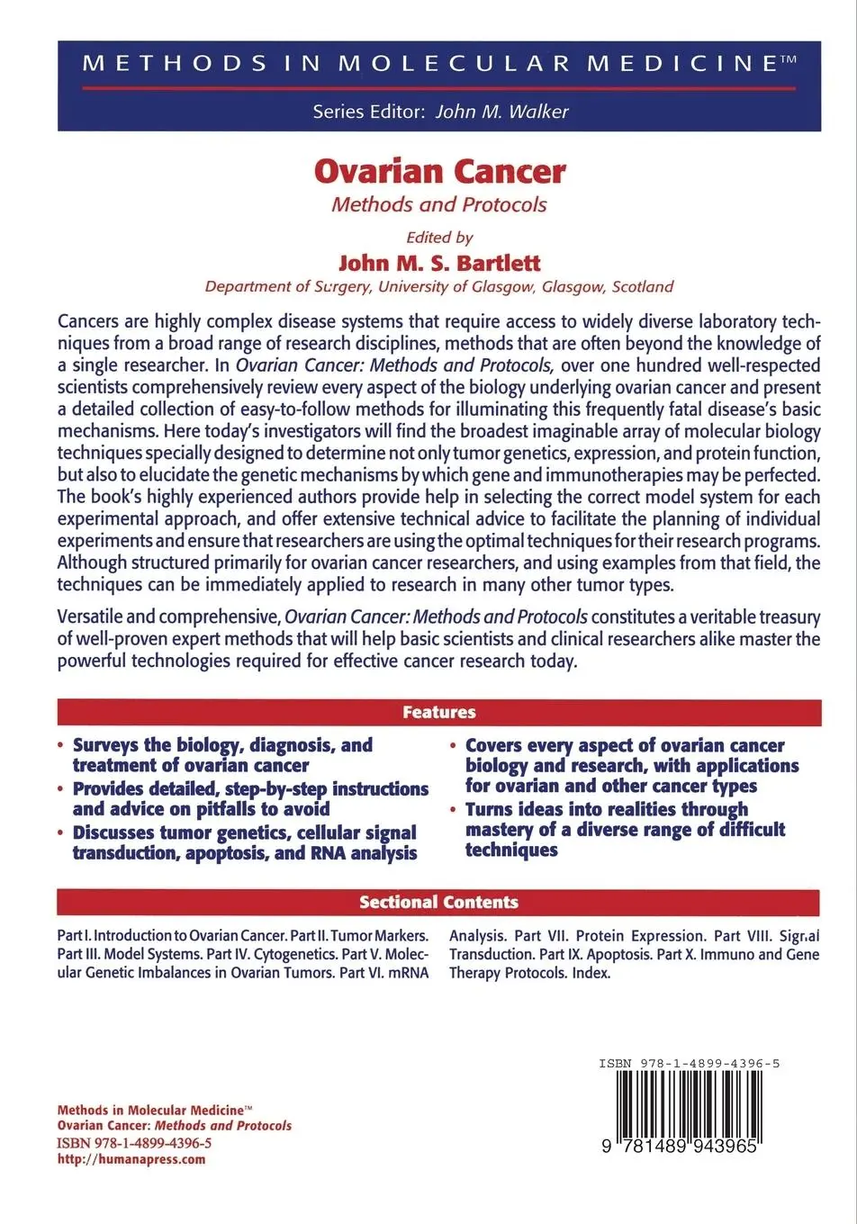 Rückseite: 9781489943965 | Ovarian Cancer | Methods and Protocols | John M. S. Bartlett | Buch