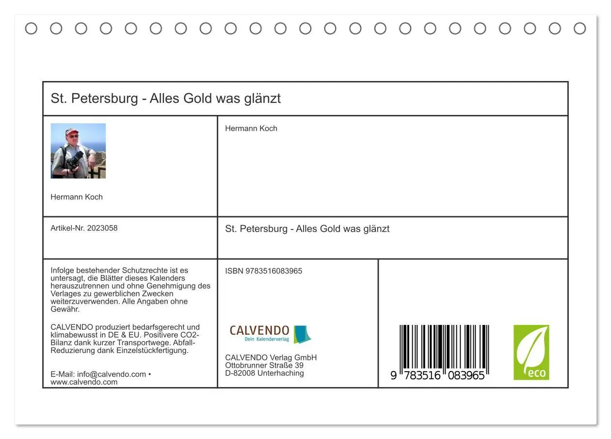 Bild: 9783516083965 | St. Petersburg - Alles Gold was glänzt (Tischkalender 2026 DIN A5...