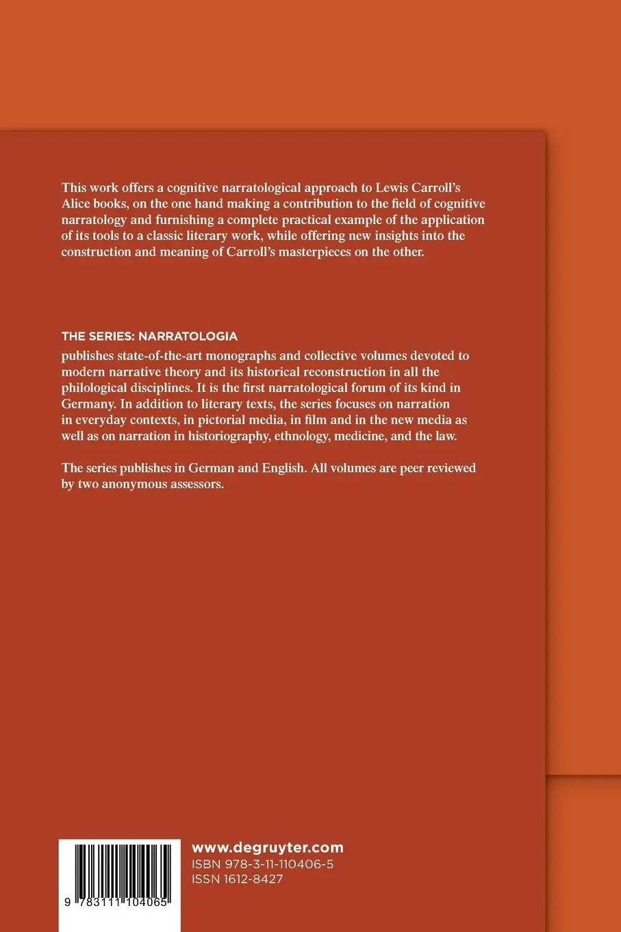 Rückseite: 9783111104065 | Lewis Carroll's "Alice" and Cognitive Narratology | Francesca Arnavas