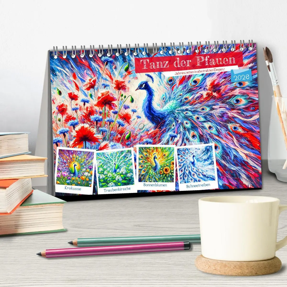 Bild: 9783457334065 | Tanz der Pfauen - Jahreszeiten in abstrakter Eleganz (Tischkalender...
