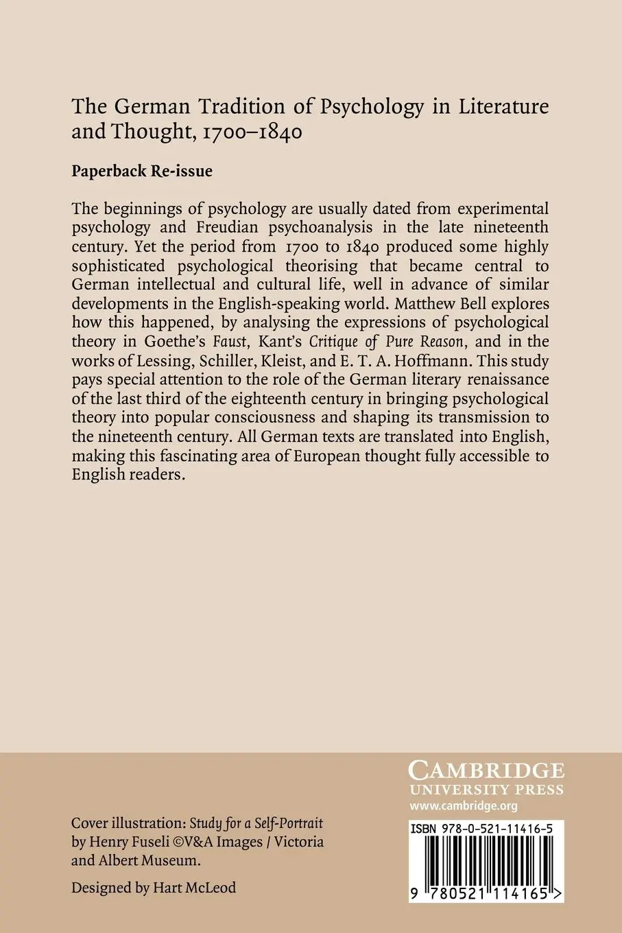 Rückseite: 9780521114165 | The German Tradition of Psychology in Literature and Thought, 1700...
