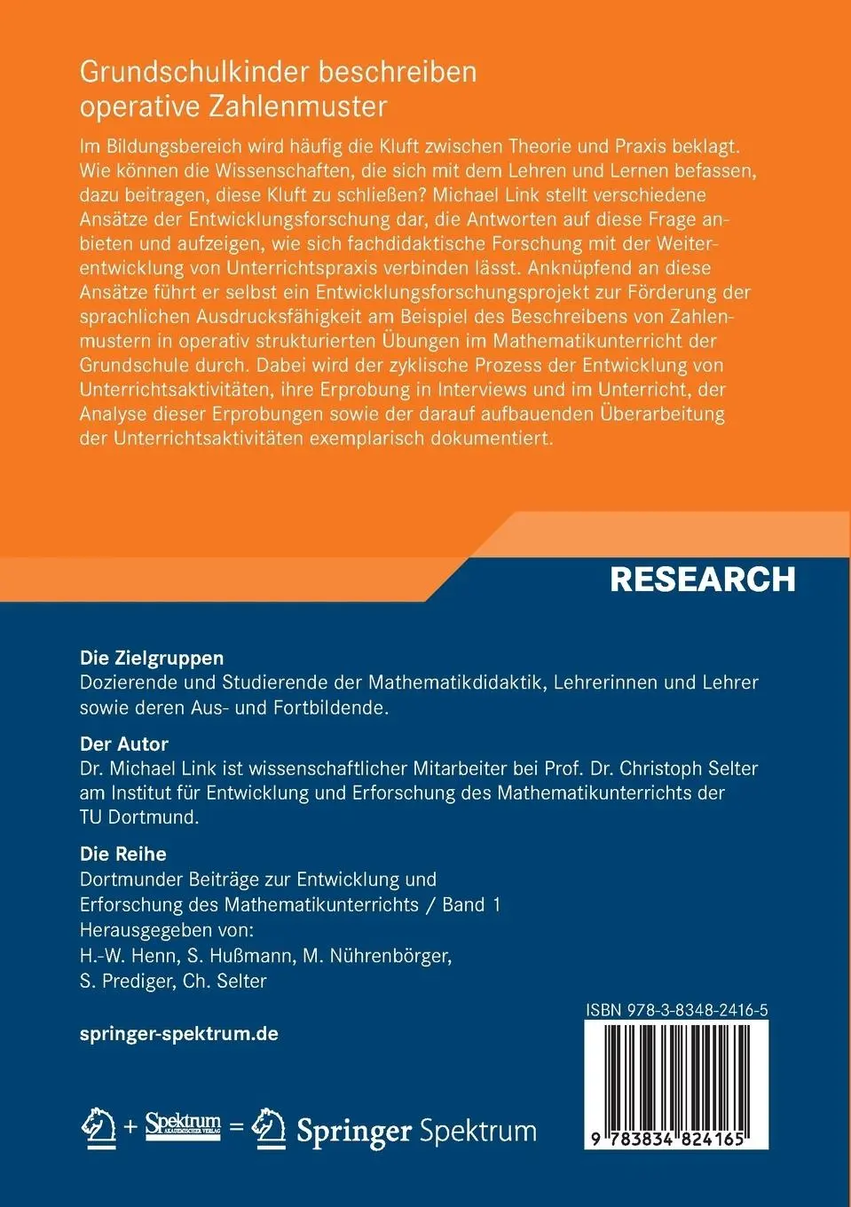 Rückseite: 9783834824165 | Grundschulkinder beschreiben operative Zahlenmuster | Michael Link