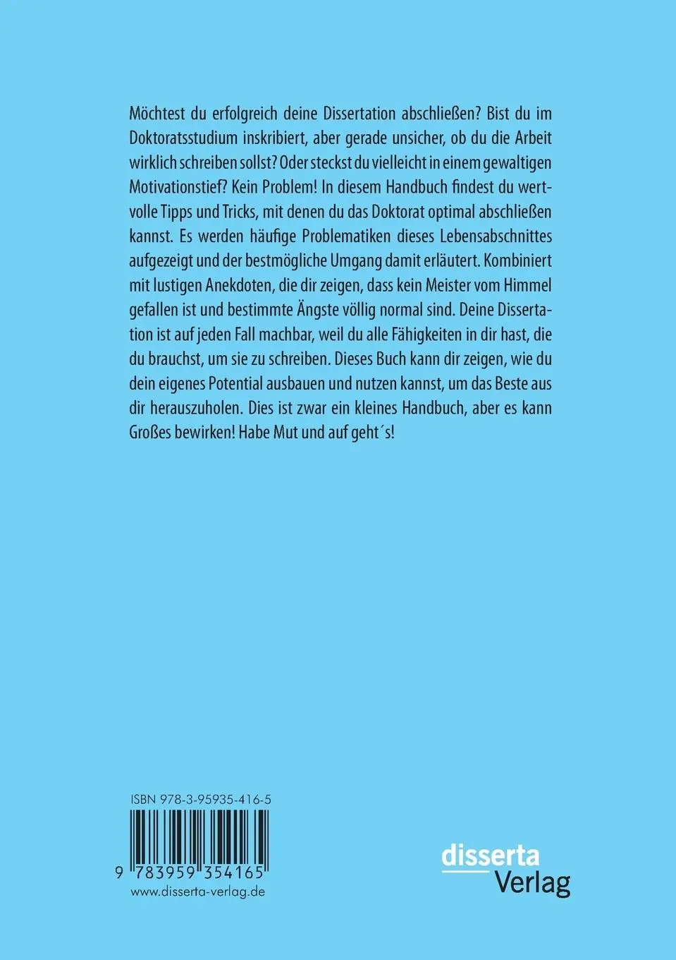 Rückseite: 9783959354165 | Kleines Handbuch zum erfolgreichen Verfassen und Vollenden einer...