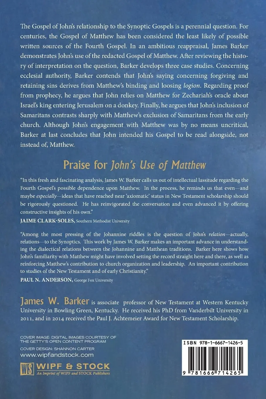Rückseite: 9781666714265 | John's Use of Matthew | James W. Barker | Taschenbuch | Englisch