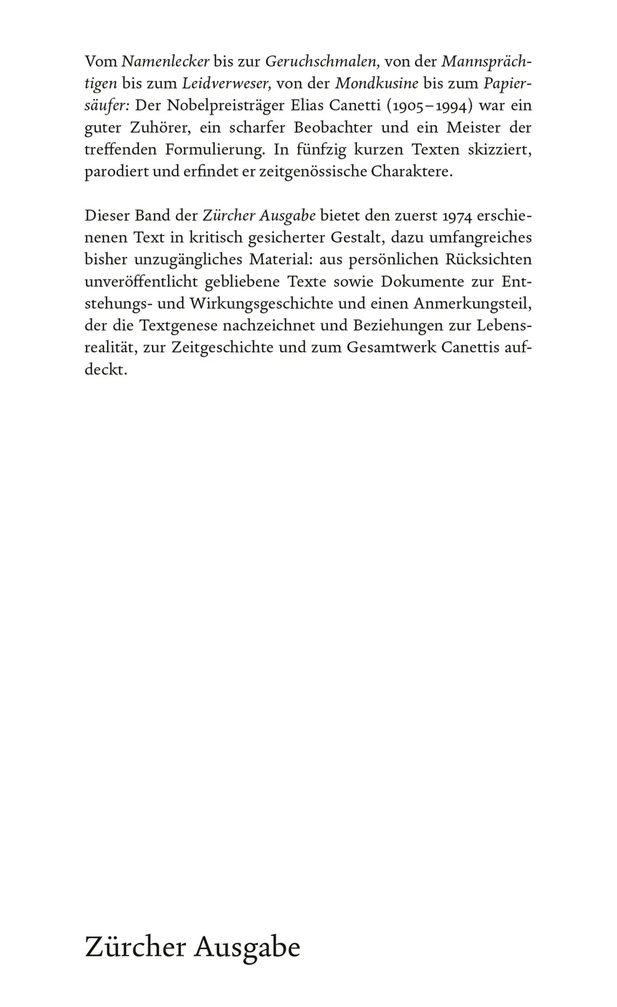 Bild: 9783446284265 | Der Ohrenzeuge - Zürcher Ausgabe, Band 4 | 50 Charaktere | Canetti