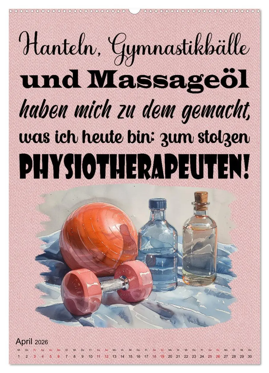 Bild: 9783516264265 | Physiosprüche (Wandkalender 2026 DIN A2 hoch), CALVENDO Monatskalender