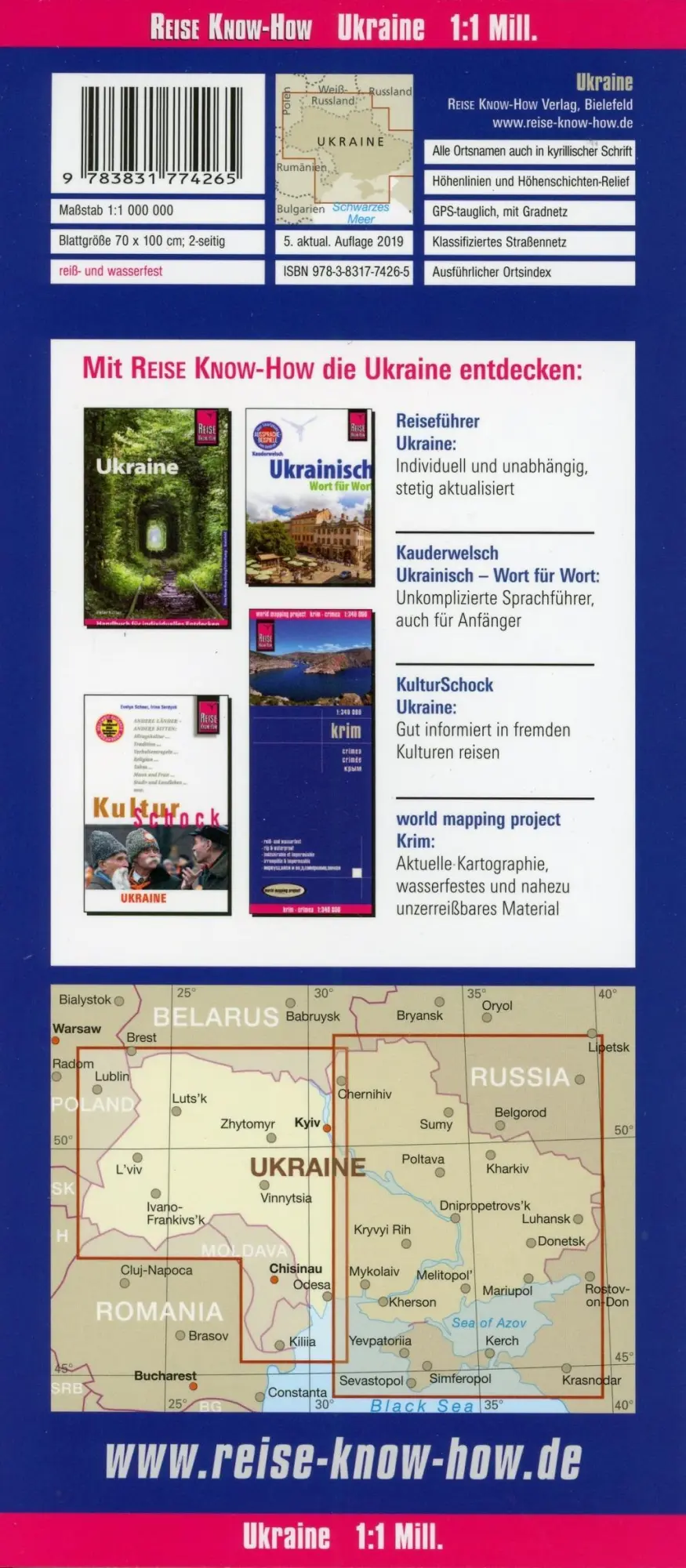 Bild: 9783831774265 | Reise Know-How Landkarte Ukraine (1:1.000.000) | Rump | (Land-)Karte