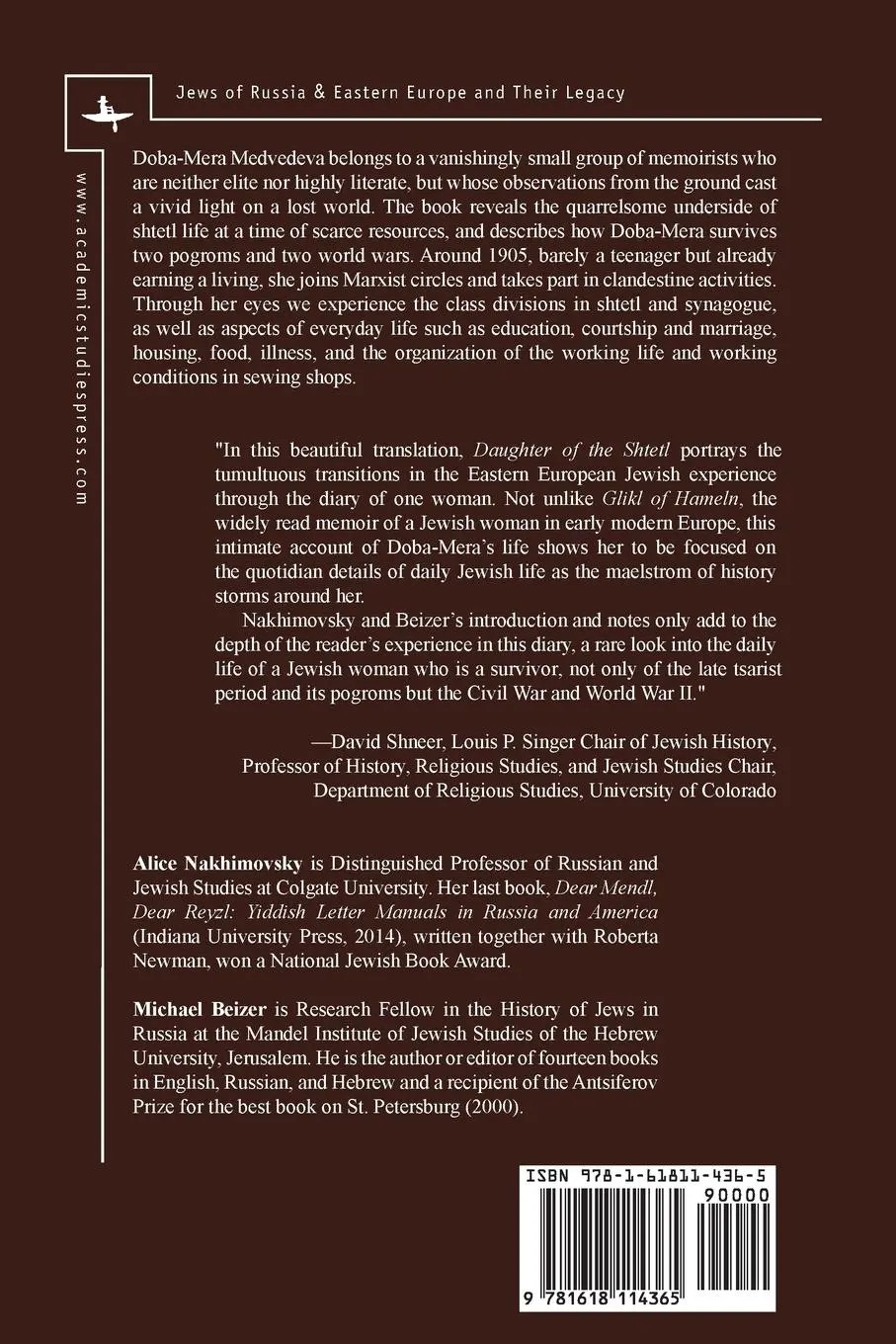 Rückseite: 9781618114365 | Daughter of the Shtetl | The Memoirs of Doba-Mera Medvedeva | Buch