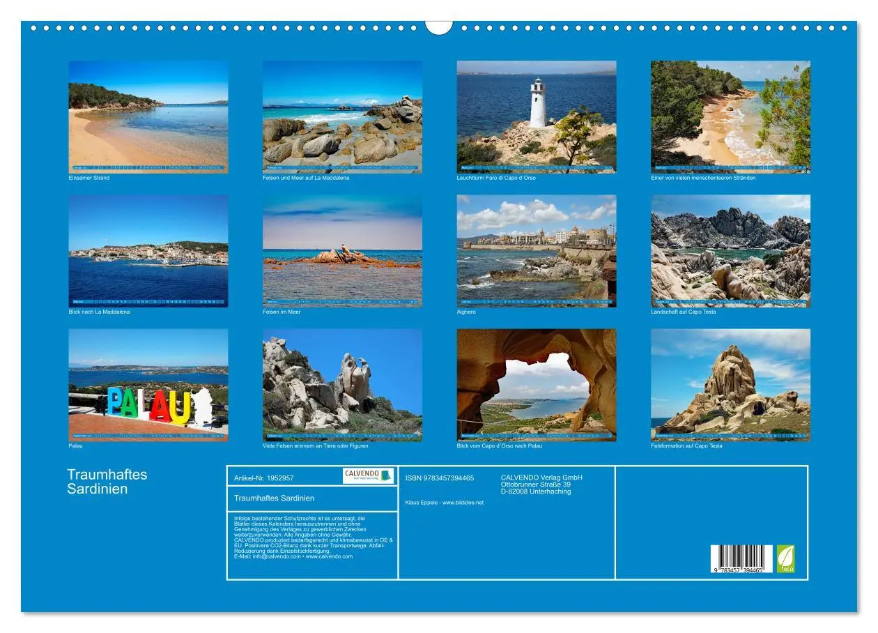 Bild: 9783457394465 | Traumhaftes Sardinien (Wandkalender 2026 DIN A2 quer), CALVENDO...