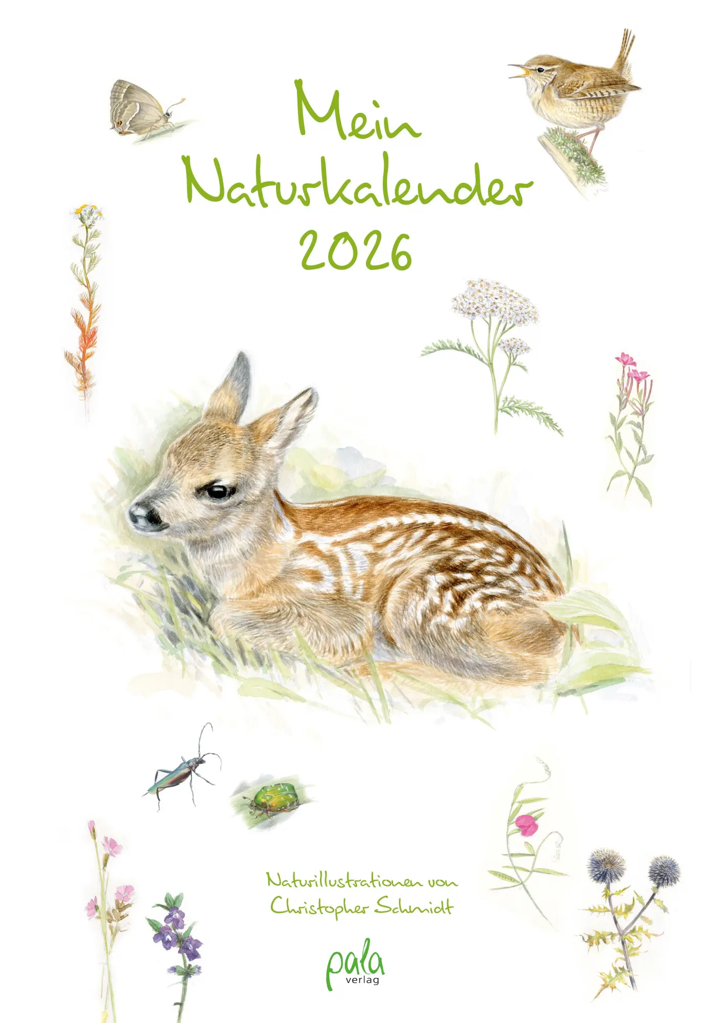 Cover: 9783895664465 | Mein Naturkalender 2026 | Naturillustrationen von Christopher Schmidt