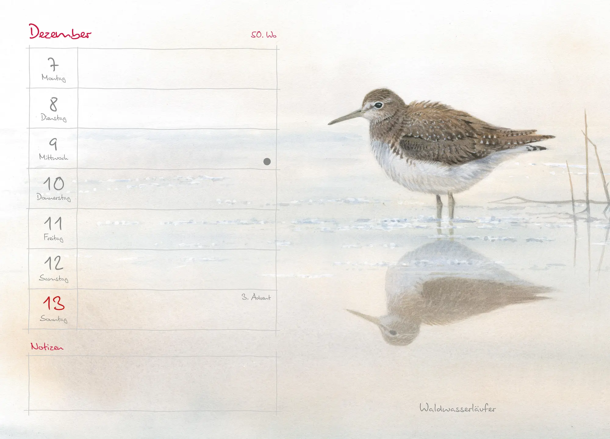 Bild: 9783895664465 | Mein Naturkalender 2026 | Naturillustrationen von Christopher Schmidt