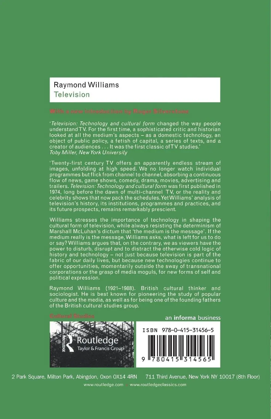Rückseite: 9780415314565 | Television | Technology and Cultural Form | Raymond Williams | Buch