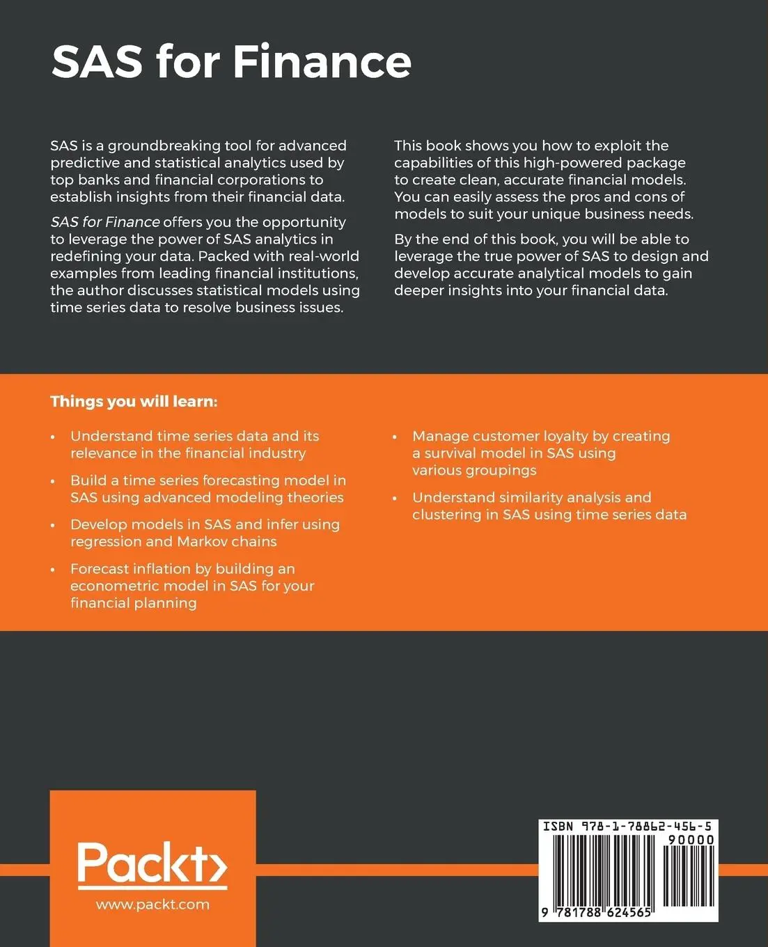 Rückseite: 9781788624565 | SAS for Finance | Harish Gulati | Taschenbuch | Englisch | 2018
