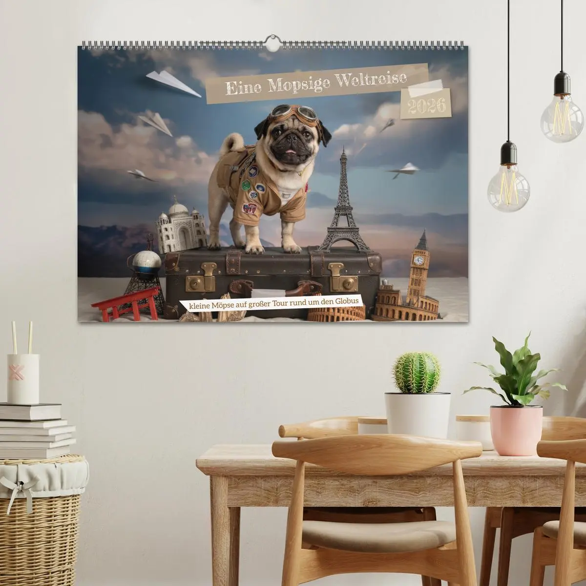Bild: 9783516164565 | Eine Mopsige Weltreise (Wandkalender 2026 DIN A2 quer), CALVENDO...