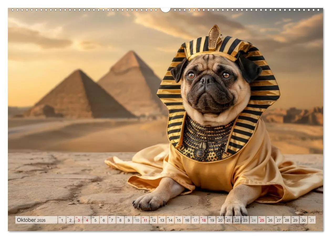 Bild: 9783516164565 | Eine Mopsige Weltreise (Wandkalender 2026 DIN A2 quer), CALVENDO...