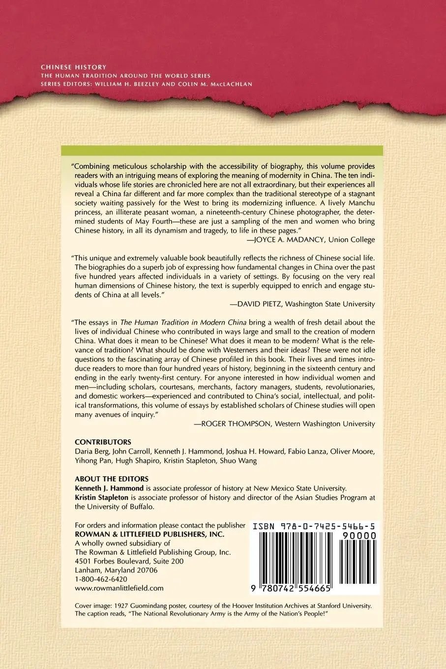 Rückseite: 9780742554665 | The Human Tradition in Modern China | Kenneth J. Hammond (u. a.)