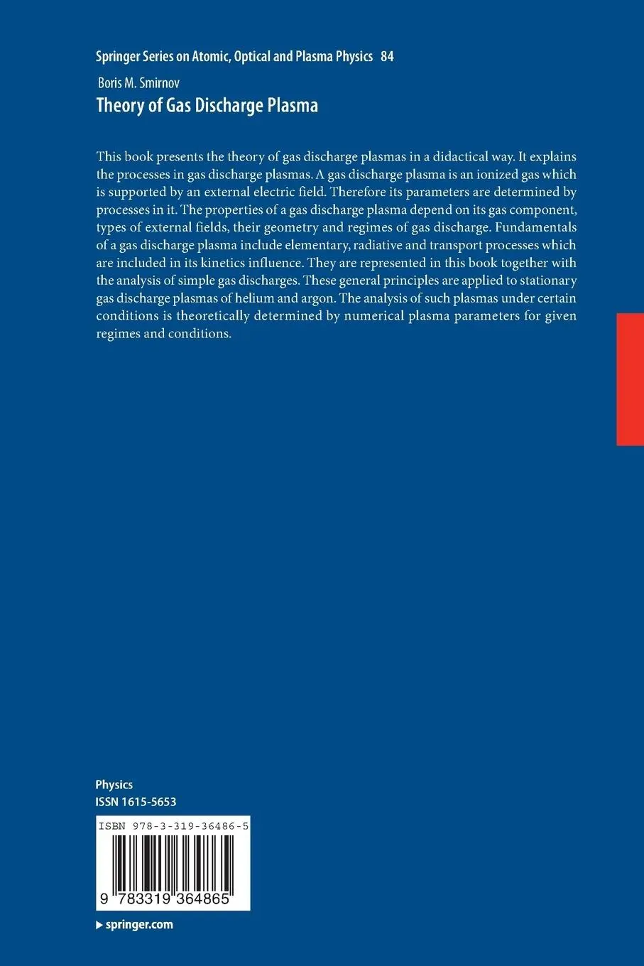 Rückseite: 9783319364865 | Theory of Gas Discharge Plasma | Boris M. Smirnov | Taschenbuch | x