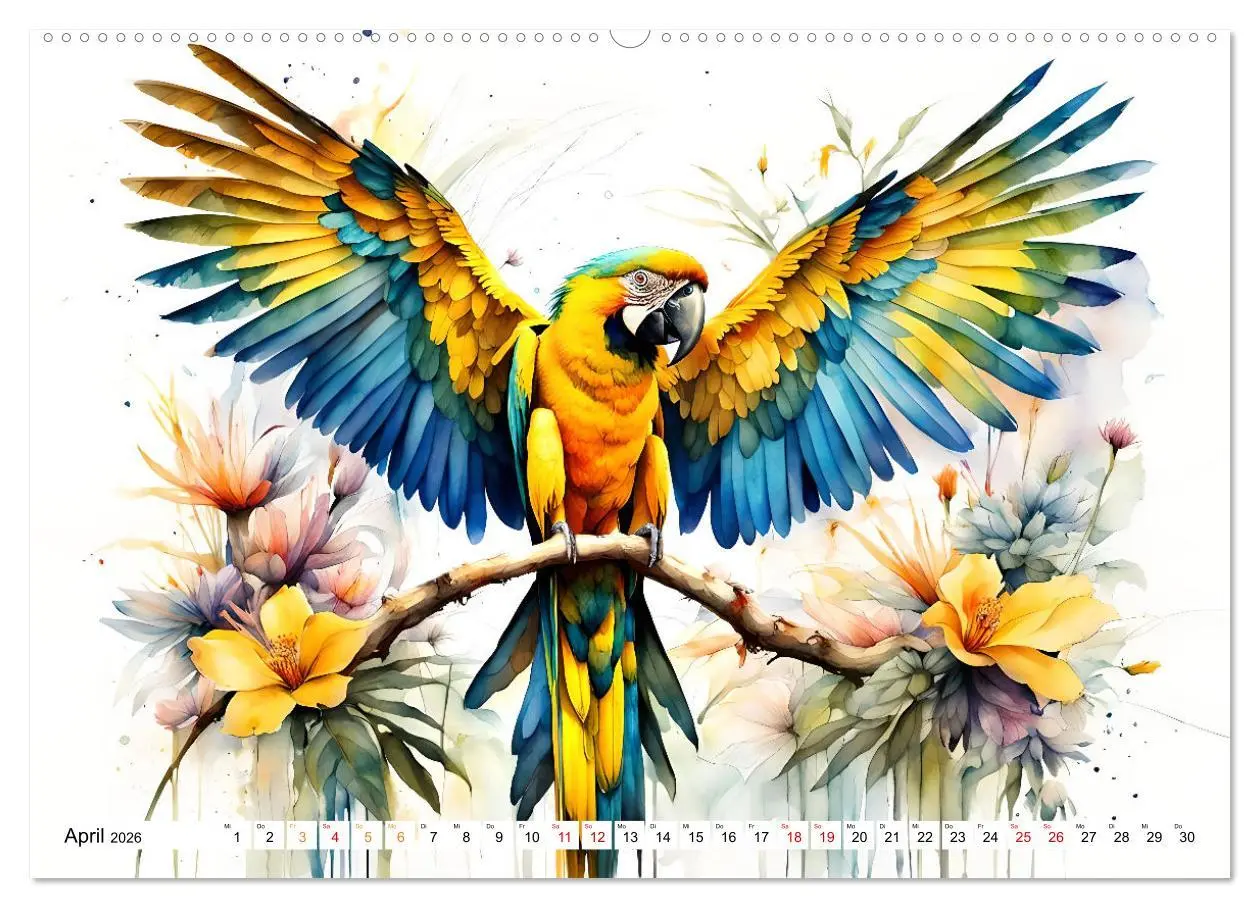 Bild: 9783457424865 | Papageien - Fliegende Edelsteine (Wandkalender 2026 DIN A2 quer),...