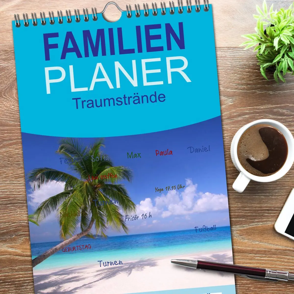Bild: 9783516514865 | Familienplaner 2026 - Traumstrände mit 5 Spalten (Wandkalender, 21...