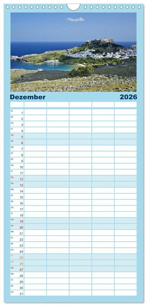 Bild: 9783516514865 | Familienplaner 2026 - Traumstrände mit 5 Spalten (Wandkalender, 21...