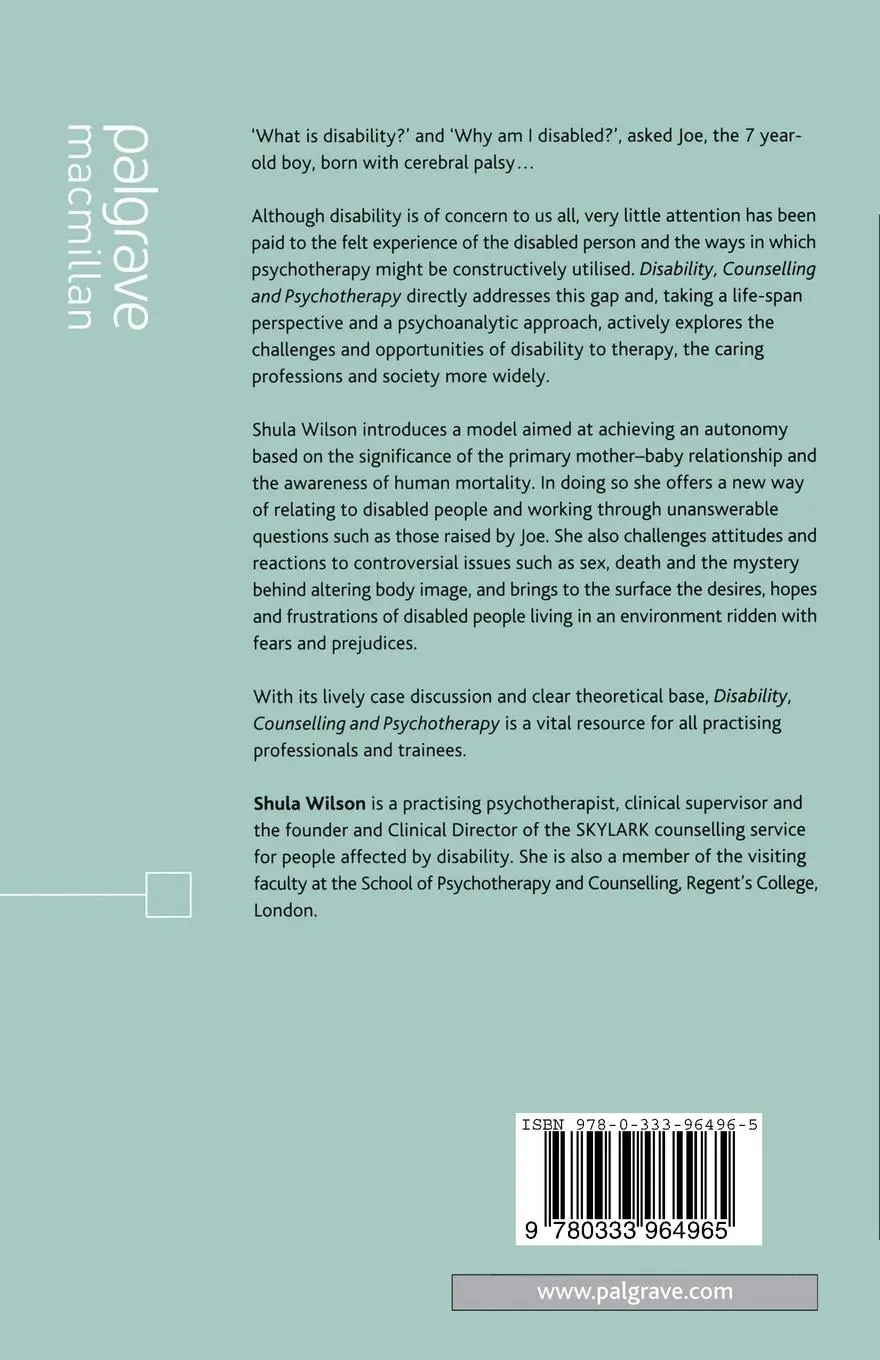 Rückseite: 9780333964965 | Disability, Counselling and Psychotherapy | Shula Wilson | Taschenbuch