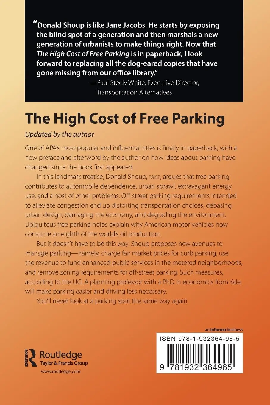 Rückseite: 9781932364965 | The High Cost of Free Parking | Updated Edition | Donald Shoup | Buch