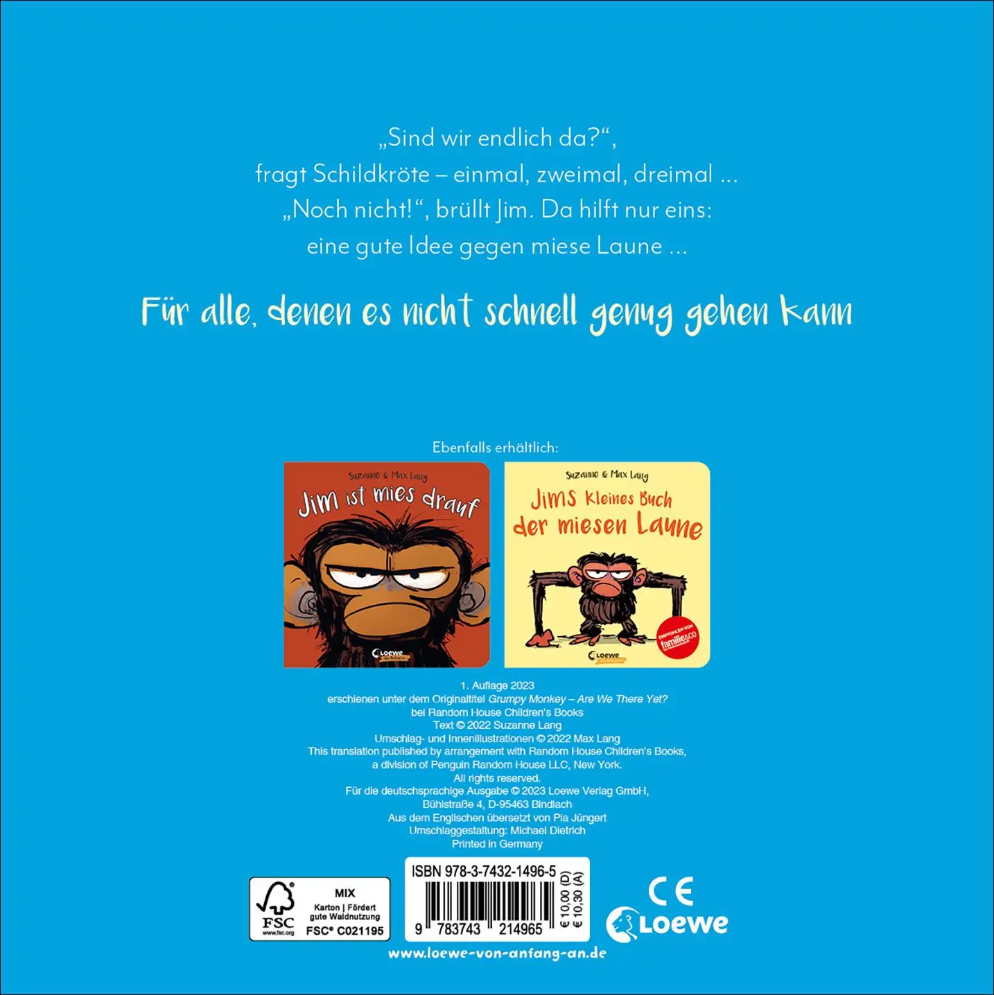 Rückseite: 9783743214965 | Sind wir endlich da, Jim? | Suzanne Lang | Buch | 24 S. | Deutsch