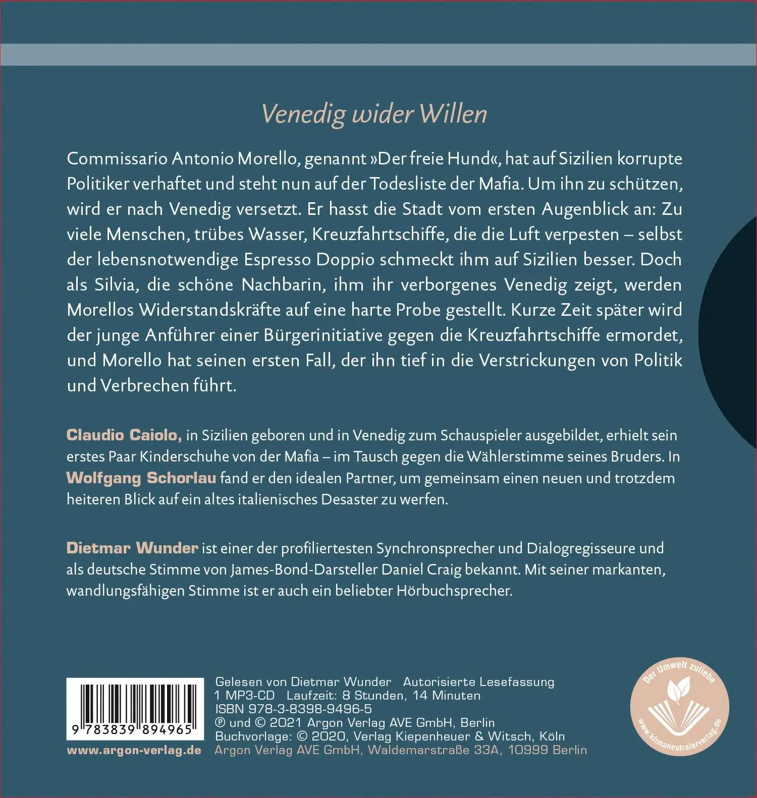 Rückseite: 9783839894965 | Der freie Hund | Commissario Morello ermittelt in Venedig | Schorlau
