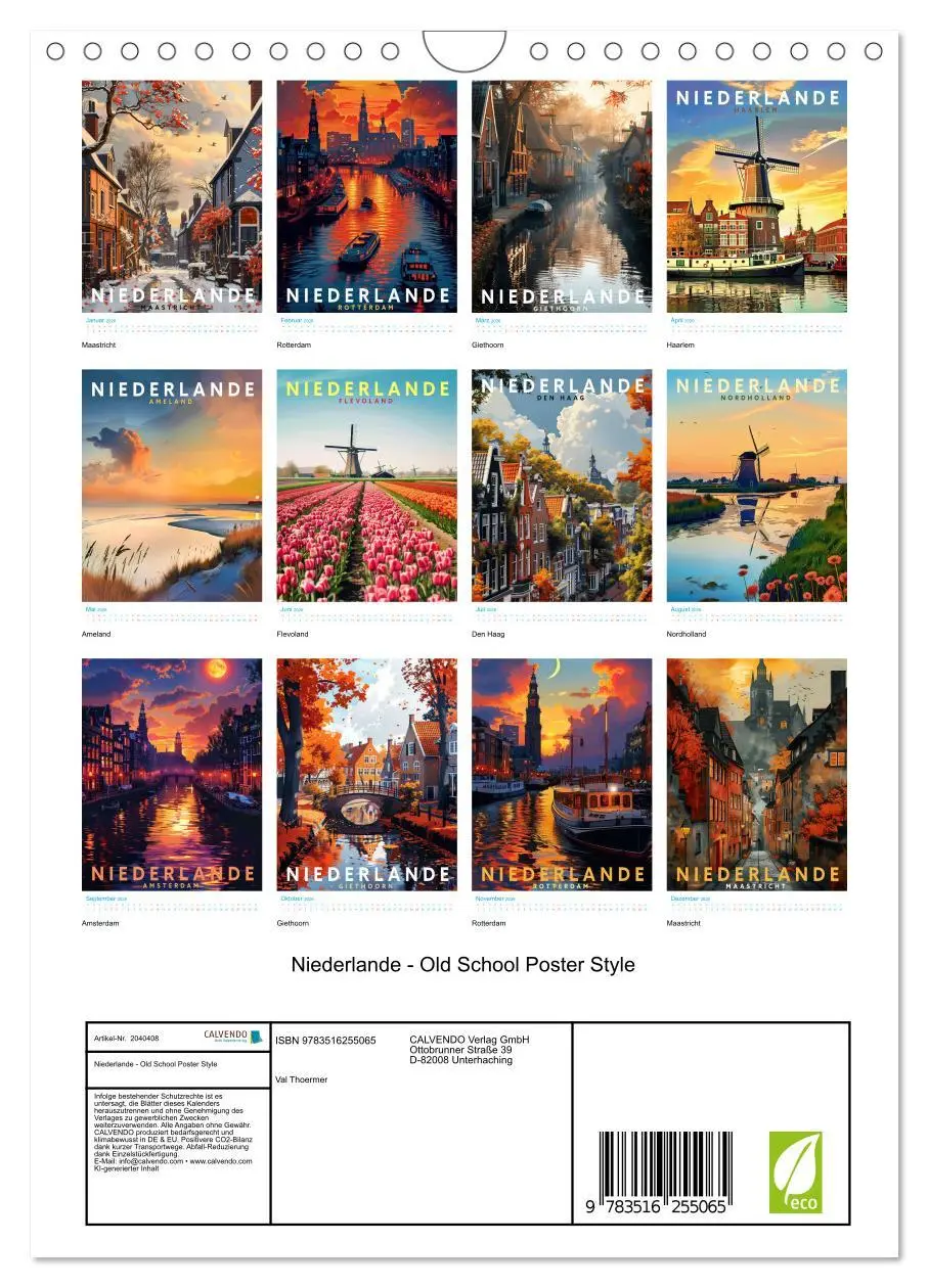 Bild: 9783516255065 | Niederlande - Old School Poster Style (Wandkalender 2026 DIN A4...