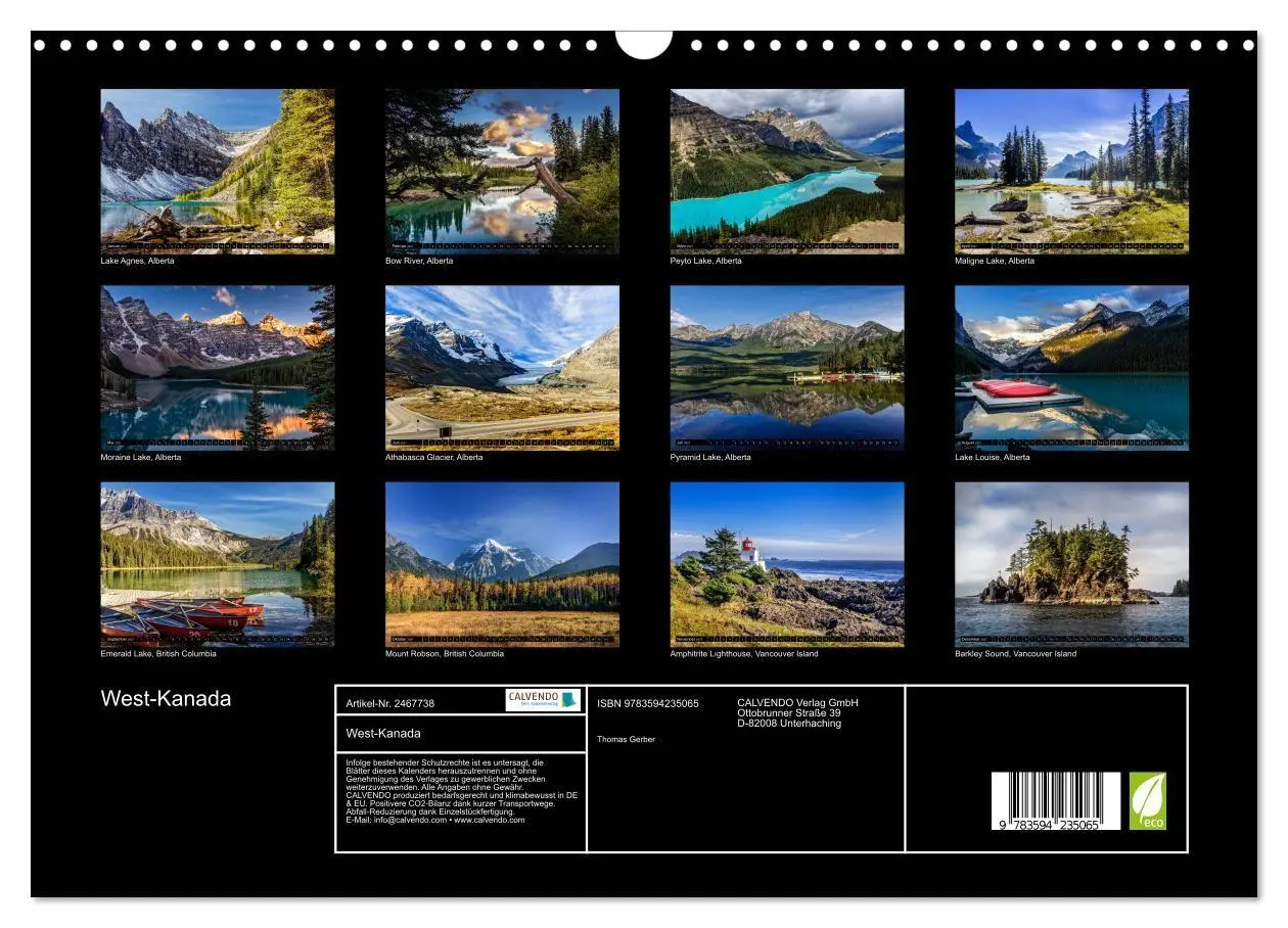 Bild: 9783594235065 | West-Kanada (Wandkalender 2027 DIN A3 quer), CALVENDO Monatskalender