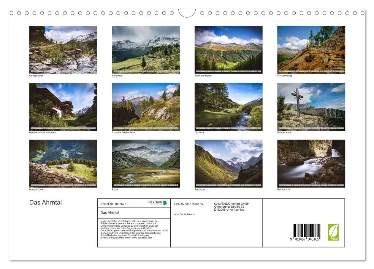 Bild: 9783457845165 | Das Ahrntal (Wandkalender 2026 DIN A3 quer), CALVENDO Monatskalender