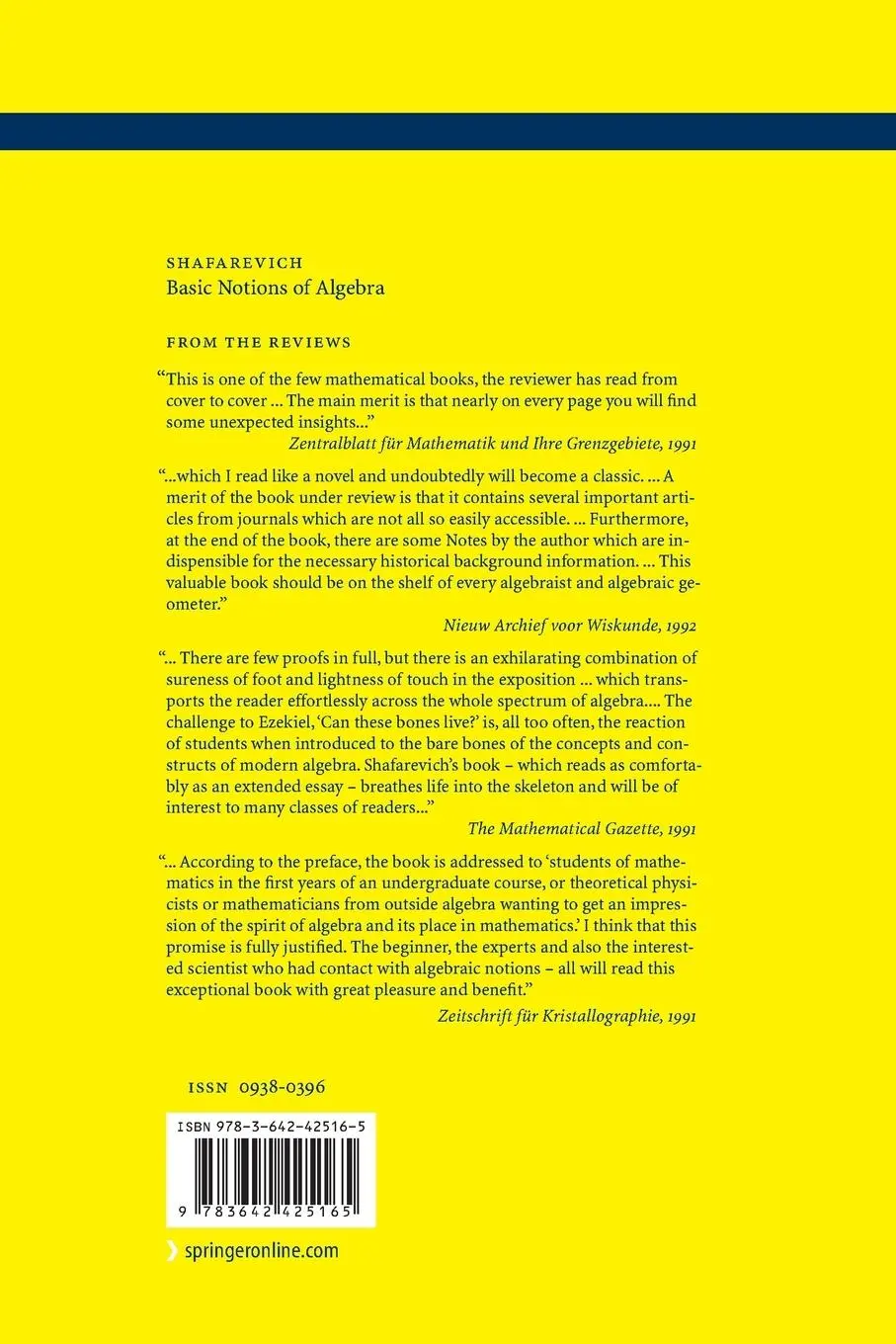 Rückseite: 9783642425165 | Basic Notions of Algebra | Igor R. Shafarevich | Taschenbuch | iv